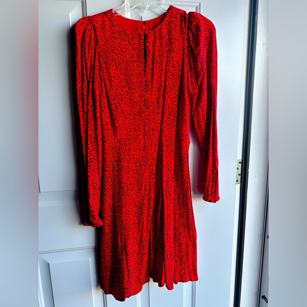 NWOT Banana Republic Midi Red Black Stripe Long Sleeve Dress